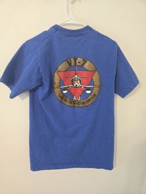 Vintage US Navy VT-7 Squadron Eagles Blue T Shirt Mens Medium Pilots Last Of The